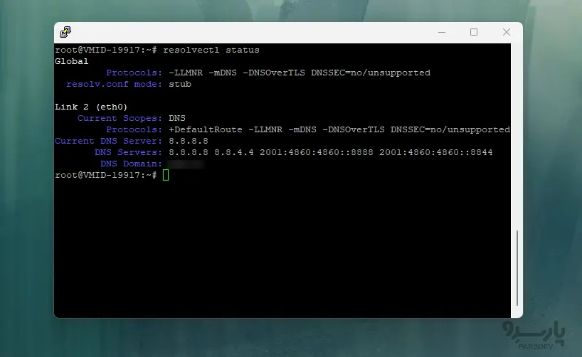 دستور resolvectl status
