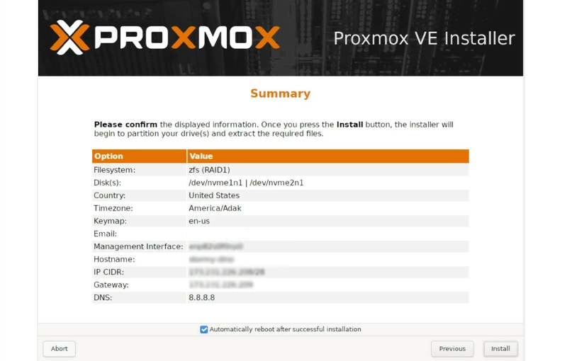 نصب proxmox